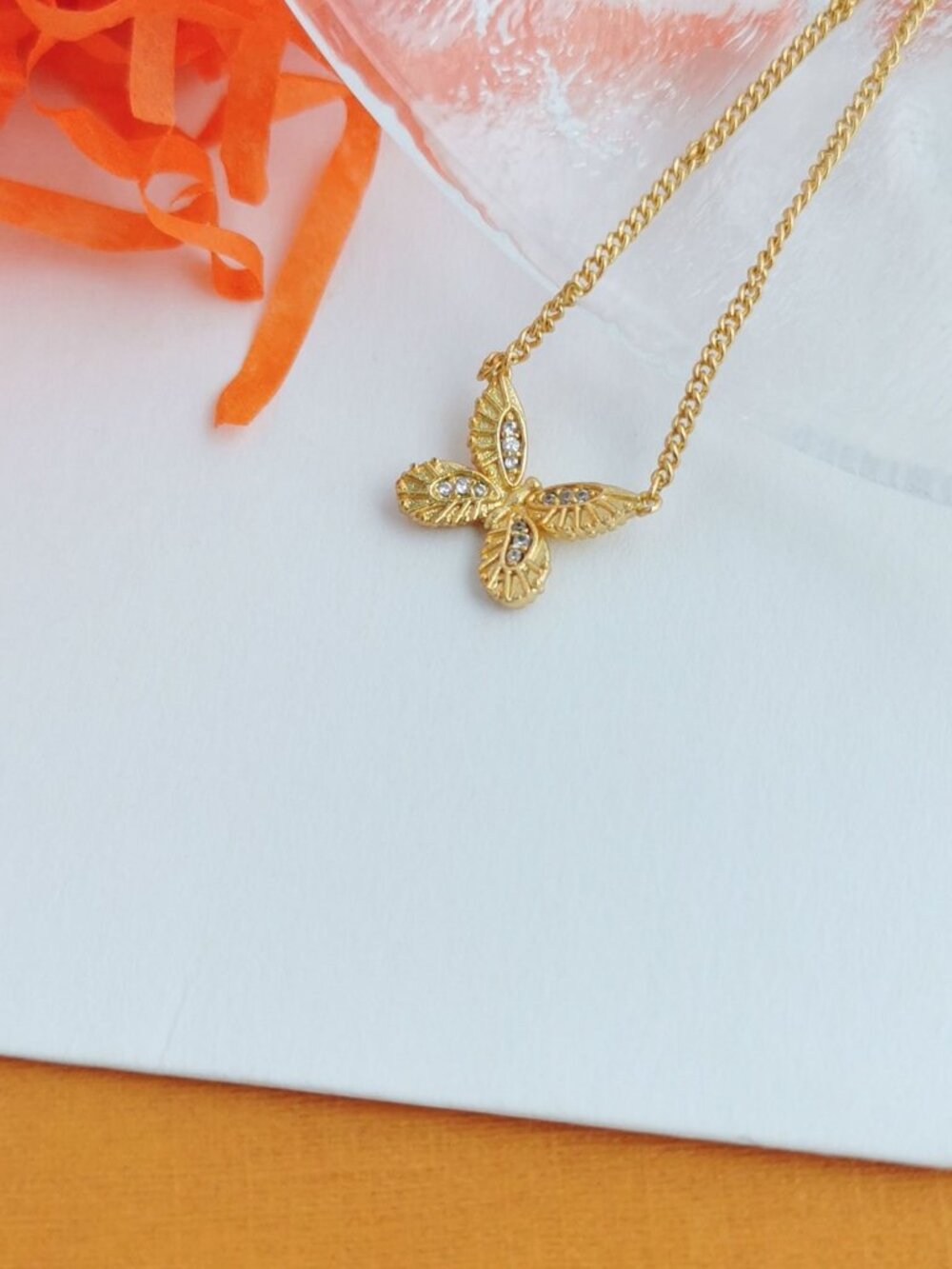 Julie Vos Gold Pendant Neckalce in Clear Crystal - Picture 2 of 5